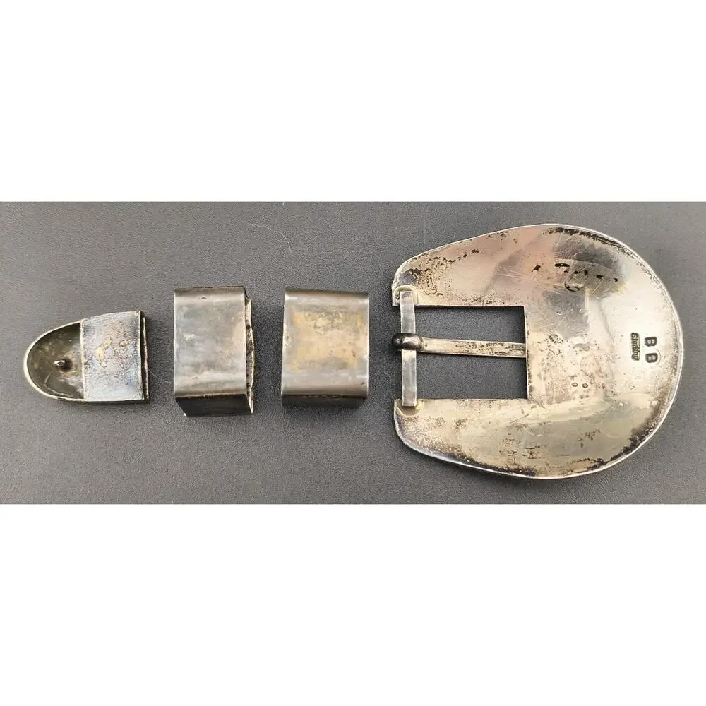 Vintage Navajo Bernice Bonney Sterling Silver 4pc Ranger Buckle Set Unmounted